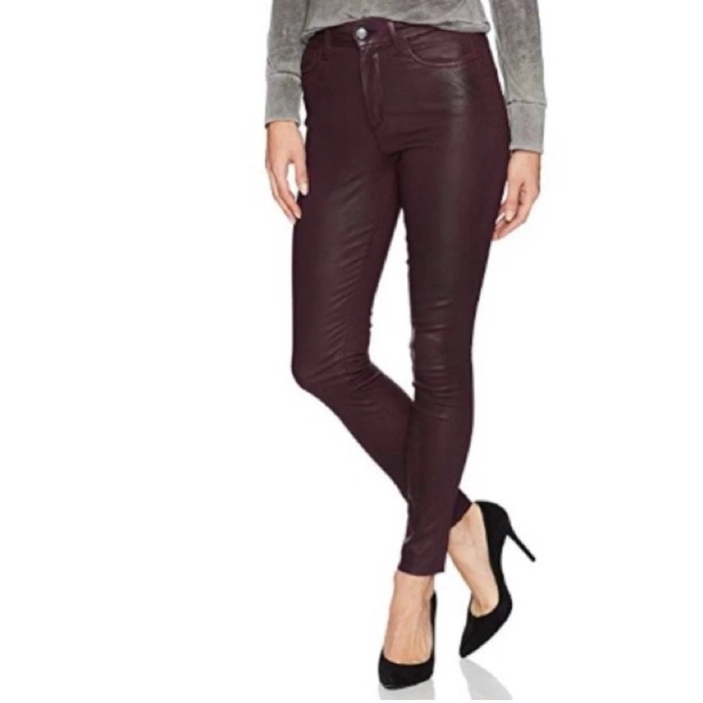 Joe's Jeans The Icon Coated Skinny Ankle Burgundy Moto Stretch 32